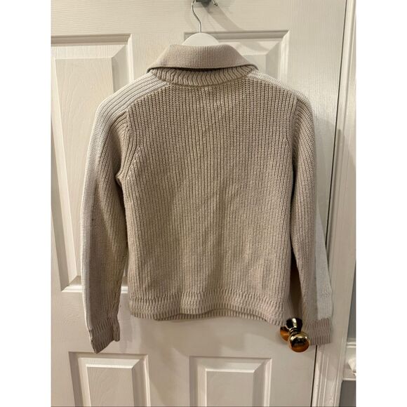 ANR+ Presented by Alp n Rock Beige Collared White Stripe Sleeve Sweater sz S EUC - Picture 7 of 8